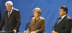 Horst Seehofer, Angela Merkel, Sigmar Gabriel, Pressekonferenz, Flüchtlingspolitik