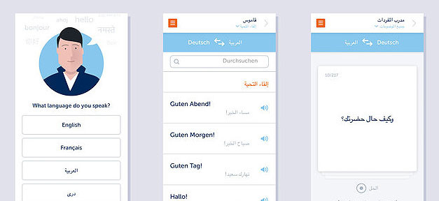 „Einstieg Deutsch“ für Flüchtlinge Sprachlern-App, Flüchtlinge, app, Sprache