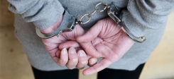 Frau, Hand, Handschelle, Verhaftung, Polizei