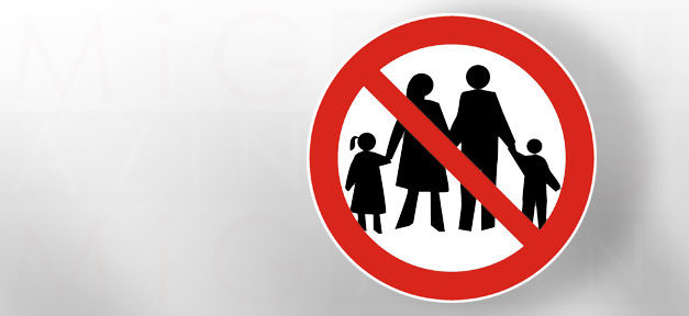 Familiennachzug zu Flüchtlingen stark gesunken Familie, Verboten, Familienzusammenführung, Verbot, Schild