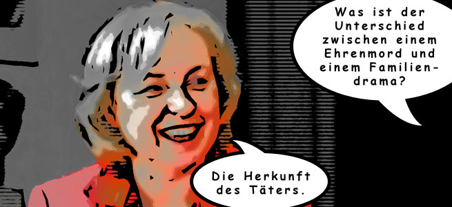 Staatsministerin Maria Böhmer verwechselt Familiendrama mit Ehrenmord comic_maria_boehmer_ehrenmord-familiendrama_655x300