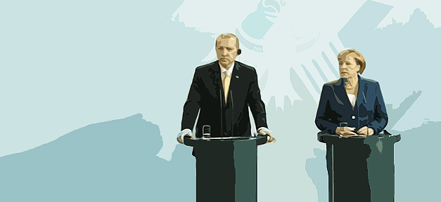 Integration: im Großen und Ganzen herrscht Übereinstimmung Türischer Premier Recep Tayyip Erdoğan (AKP) und Bundeskanzlerin Angela Merkel (CDU) während der Pressekonferenz