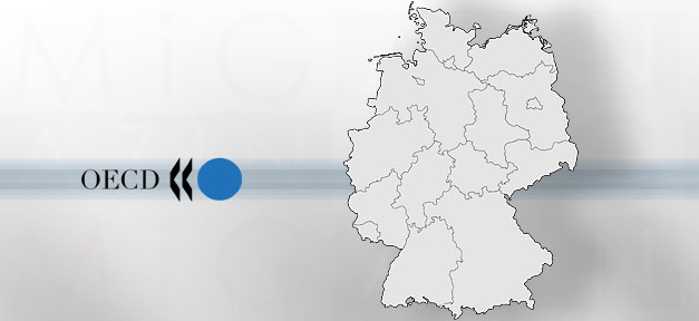 Deutschland braucht mehr Zuwanderung von Hochqualifizierten OECD © Deutschlandkarte von David Liuzzo auf Wikipedia (CC 2.0), bearb. MiG