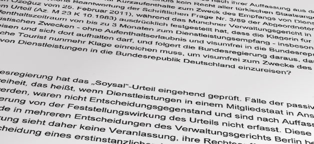 Antwort der Bundesregierung auf eine schriftlichen Frage der integrationspolitischen Sprecherin der SPD-Bundestagsfraktion, Aydan Özoğuz © MiG