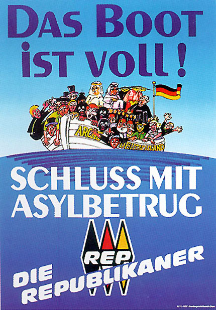 Das Boot ist voll! - Schluss mit Asylbetrug - Plakat der "Die Republikaner"