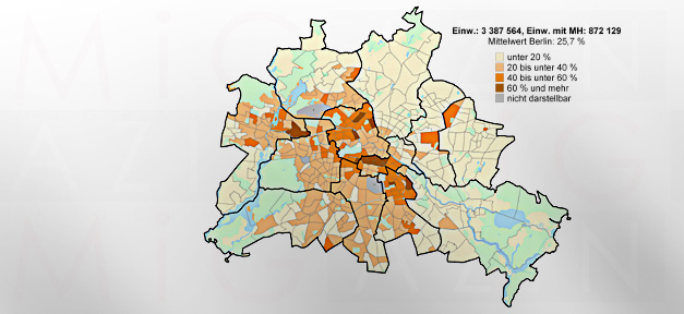 Wo leben Migranten und woher stammen sie? Wo leben die Migranten in Berlin? © Amt für Statistik Berlin-Brandenburg, bearb. MiG