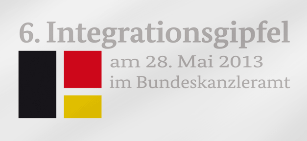 Integration in Arbeitsmarkt und Willkommenskultur oder Symbolpolitik? Logo des 6. Integrationsgipfels © bundesregierung.de