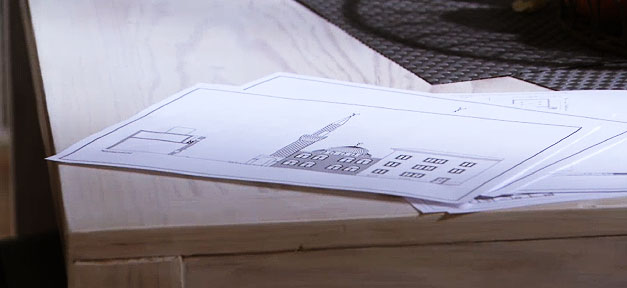 Produzent verteidigt Moscheestreit in der "Lindenstraße" Szene aus der "Lindenstraße" - Skizze eines Moscheebauprojekts © lindenstrasse.de