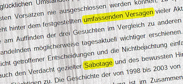 Thüringer Behörden versagten auf ganzer Linie NSU-Abschlussbericht: Thüringer Behörden versagten auf ganzer Linie © MiG
