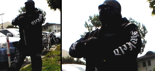 Neonazis bedrohen Mitglied des NSU-Untersuchungsausschusses Das Foto zeigt die Bedrohungssituation und Atmosphäre einen Meter vor dem Infostand der Linken © haskala.de