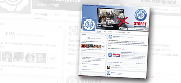 Kampagne gegen Hass-Propaganda im Internet Der Facebook-Auftritt von "Stoppt Hass-Propaganda! Erst prüfen, dann teilen"
