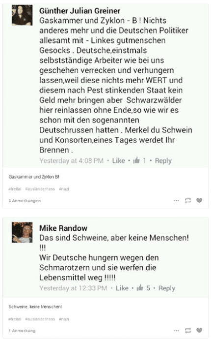 Freital, Postings von "Besorgten Bürgern im Internet