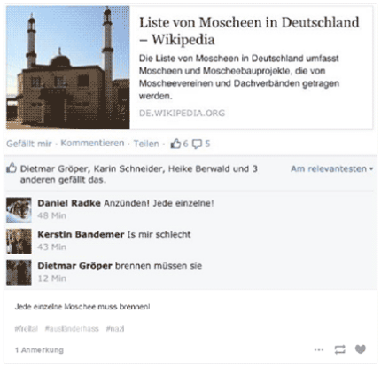 Freital, Postings von "Besorgten Bürgern im Internet