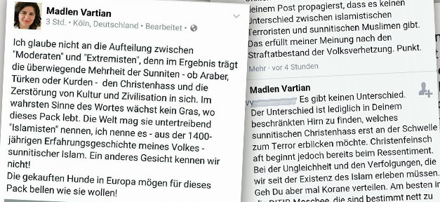 Madlen Vartian, Facebook, Kommentar, Hetze, Türken, Araber, Kurden