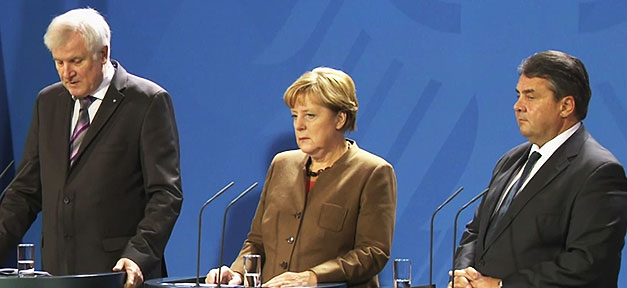 Horst Seehofer, Angela Merkel, Sigmar Gabriel, Pressekonferenz, Flüchtlingspolitik