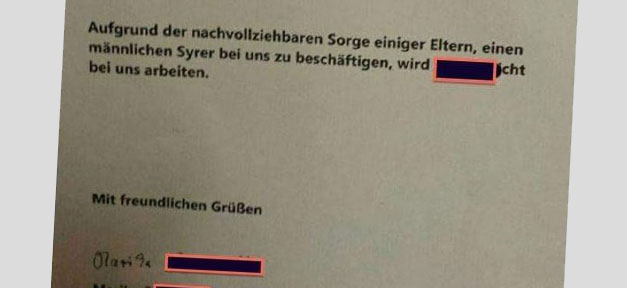 KiTa, Aushang, Brief, Diskriminierung, Syrer, Flüchtling