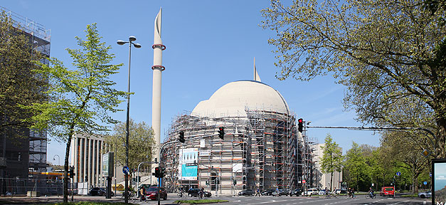 Moschee, Minarette, Ampel, rot, Ditib, Köln