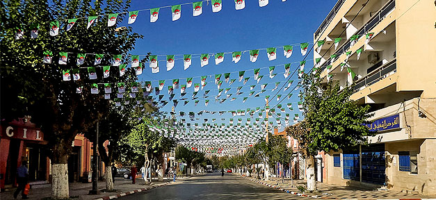 Algerien, Straße, Fahne, Flagge, Afrika