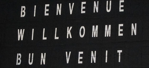 Willkommen, Welcome, Flughafen, Schild, Bienvenue, Bun Venit