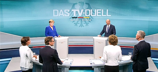 Martin Schulz, Angela Merkel, TV-Duell, Bundestagswahl, Fernsehen