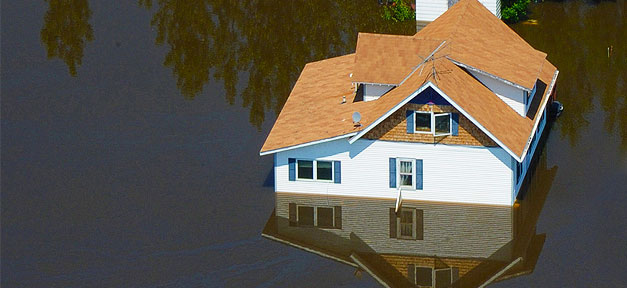 Unwetter, Klimawandel, Naturkatastrophe, Haus, Überschwemmung, Hochwasser