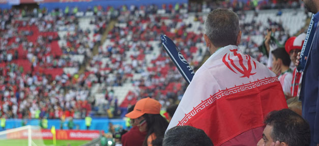 Iran, Fussball, Stadion, Fan, Fahne, Weltmeisterschaft, Russland