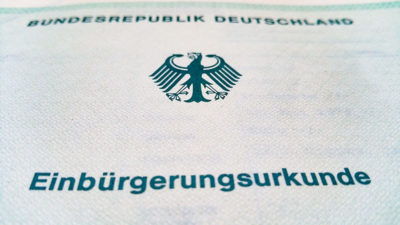 Einbürgerungsurkunde, Einbürgerung, Bundesrepublik Deutschland