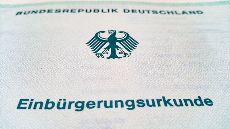 Einbürgerungsurkunde, Einbürgerung, Bundesrepublik Deutschland