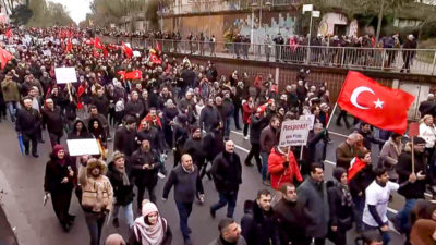 Demonstration, Türkei, Türken, Fahnen, Flagge, Menschen, Protest