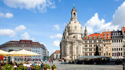 Frauenkirche, Dresden, Stadt, Marktplatz, Menschen, Cafe