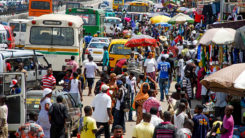 Afrika, Ghana, Straße, Menschen, Stadt, Verkehr