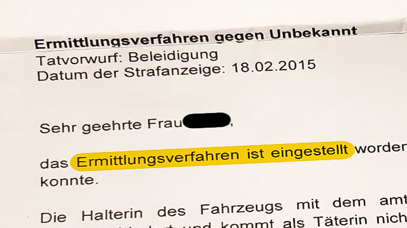 Strafverfahren, Anzeige, Staatsanwaltschaft, Polizei, Beleidigung