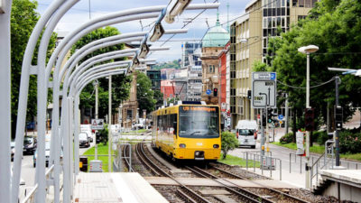 Straßenbahn, Bahn, Stadt, Stuttgart, Straße