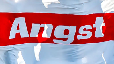 Angst, Fahne, Demonstration, Menschen, Panik