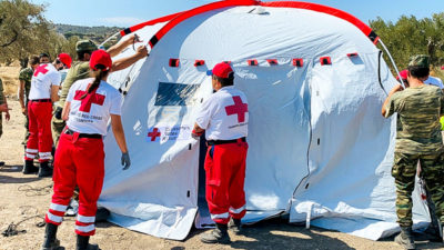 Rotes Kreuz, Flüchtlingslager, Griechenland, Zelt, Hilfe