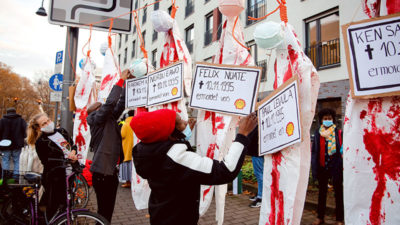 Demo, Shell, Tankstelle, Klima, Flucht, Migration, Mahnwache, Menschenrechte