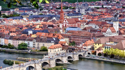 Würzburg, Stadt, Panorama, Häuser, Gebäude, Fluss