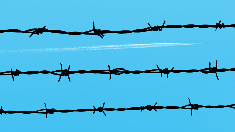 Stacheldraht, Zaun, Flugzeug, Abschiebung, Gefängnis, Freiheit