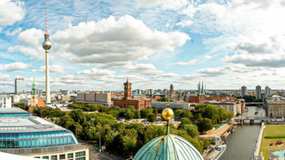 Berlin, Stadt, Panorama, Fernsehturm, City, Wolken, Himmel