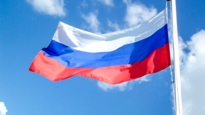 Russland, Fahne, Flagge, Fahnenmast, Himmel, Wolken
