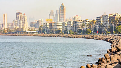 Mumbai, Indien, Stadt, Skyline, Meer, Küste