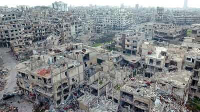 Holms, Syrien, Krieg, Gebäude, Zerstörung, Luftaufnahme, Stadt