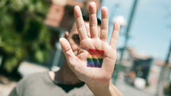 Queer, Homosexualität, Hand, Mann, Stopp, Diskriminierung