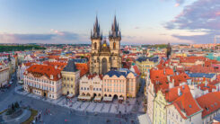 Prag, Tschechien, Stadt, Panorama, Kirche, Menschen, Häuser