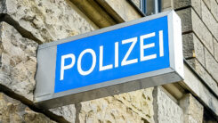 Polizei, Polizeiwache, Schild, Sicherheit, Polizist, Wand, Gebäude