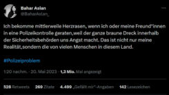 Tweet, Bahar Aslan, Polizei, Brauner Dreck, Rechtsextremismus