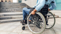 Rollstuhl, Treppe, Stufe, Behinderung, Hürde, Ausgrenzung