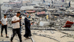 Gaza, Israel, Krieg, Luftangriffe, Ruinen, Schutt, Straße, Stadt, Menschen