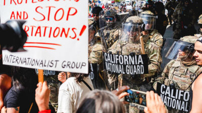 Soldaten, Demonstration, Demo, Kalifornien, USA, Abschiebung, Migration, Donald Trump