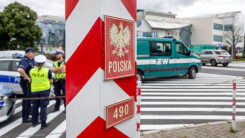 Polizei, Grenze, Schild, Grenzkontrolle, Autos, Grenze, Deutschland, Polen, Migration, Flüchtlings, Asyl